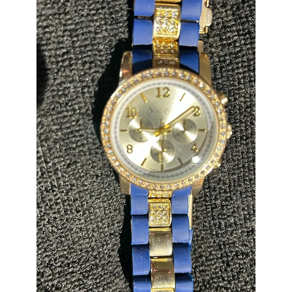 Jessica Carlyle Women’s Watch Model 6882Blue Silicone, Gold Tone, Crystal Bezel